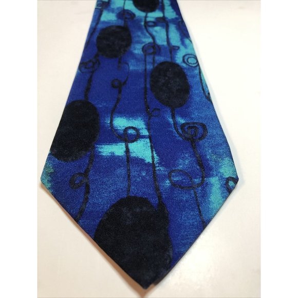 Blue Diamond Embroidered Tie by Romeo Gigli
